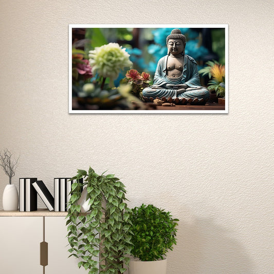 Buddhist Statue Meditates in Tranquil Position Canvas Wall Painting