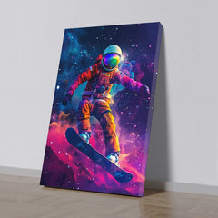 Canvas painting Spaceboarder Astronaut Snowboarding Through the Cosmos Vibrant Galaxy Canvas Art for Wall Decoration