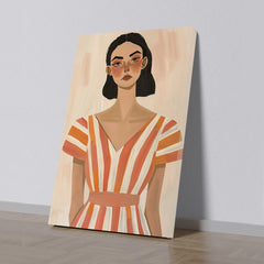 Modern Feminine Portrait Wall Art Minimalist Woman Illustration Canvas Painting