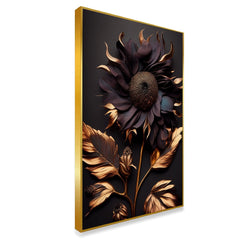 DEKORSTATION Luxury Dark Floral Canvas Wall Painting | Golden Sunflower Abstract Wall Art For Living Room | Bedroom | Office | Drawing room