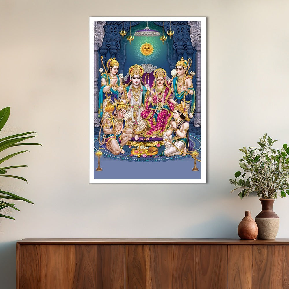 Lord Shri Ram Darbar Religious Canvas Wall Painting