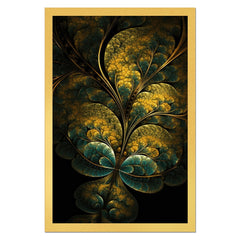 Golden Leaf Elegance Black & Green Canvas wall Painting
