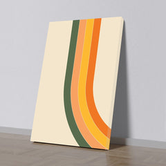 Retro Rainbow Curve Mid Century Modern Abstract Canvas Wall Painting for Wall Decoration Elegant Modern Art Stretched Wall Paintings