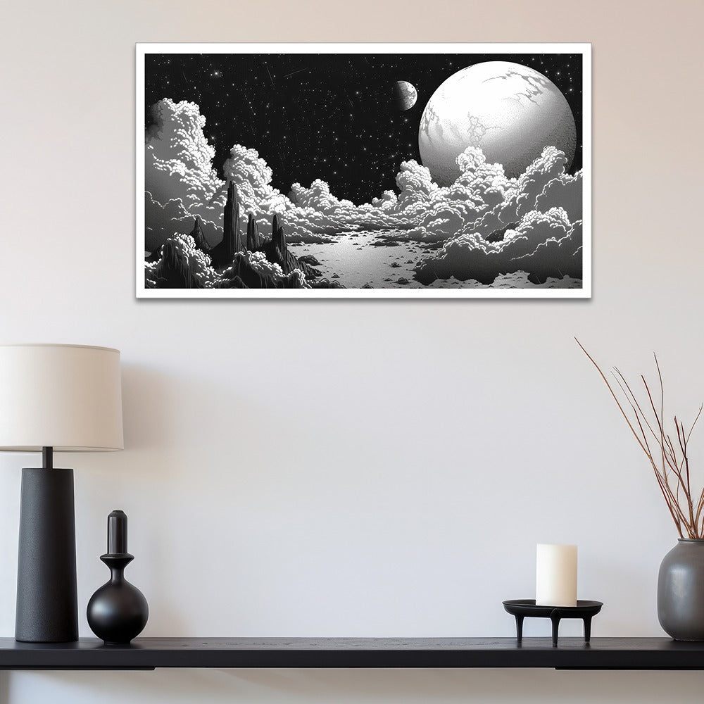 Galactic Dreamscape Cosmos Canvas painting Vintage Halftone Manga Space Fantasy canvas painting