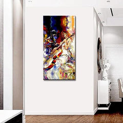 Harmonious Melodies Girl Playing Violin Canvas Wood Frame Wall Painting for Inspired Living and Office Spaces