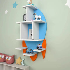 Rocket Shape Kids Wall Storage Shelves