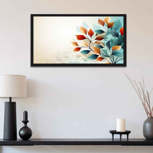Multicolor Autumn Leaves With Neon Tone Canvas Wall Painting
