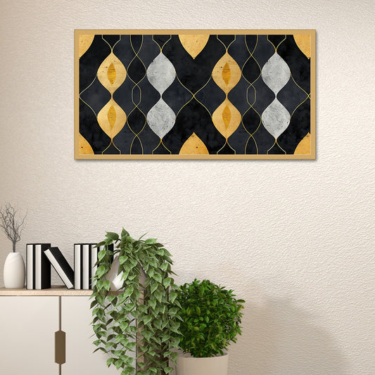 Canvas painting black gold geometric gold leaf design canvas painting