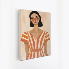 Modern Feminine Portrait Wall Art Minimalist Woman Illustration Canvas Painting
