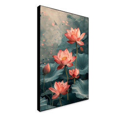 Elegant Lotus Blossom Canvas Wall Painting Tranquil Botanical Wall Art