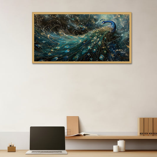 DEKORSTATION-Luxury-Blue-Peacock-Canvas-Wall-Painting-|-Elegant-Abstract-Bird-Art-with-Gold-Accents-Vastu-Painting-for-Living-Room,-Bedroom-&-Home-Decor