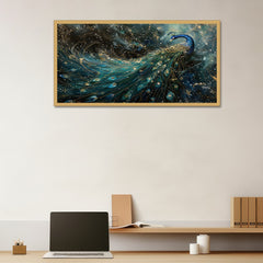 DEKORSTATION-Luxury-Blue-Peacock-Canvas-Wall-Painting-|-Elegant-Abstract-Bird-Art-with-Gold-Accents-Vastu-Painting-for-Living-Room,-Bedroom-&-Home-Decor