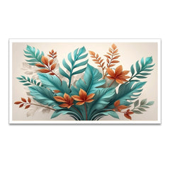 Elegant Botanical Bliss green and orange leaf Canvas wall painting Modern Tropical Leaf Wall Art for Sophisticated Decor