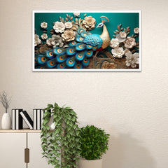 DEKORSTATION Vastu Peacock Canvas Wall Painting for Positive Energy & Prosperity | Royal Floral Wall Art for Living Room | Bedroom | Office | Drawing room