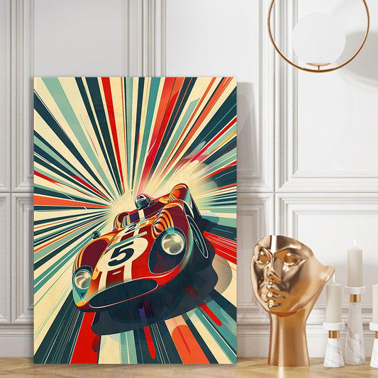 Retro Racer Canvas Wall Painting Wall Decoration Elegant Racer Car Stretched Wall Paintings