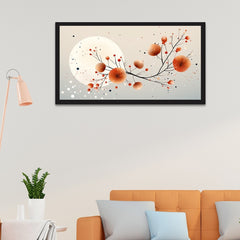 An Abstract Illustration Of A Branch With Red Flowers Canvas Wall Painting