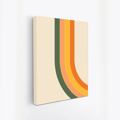 Retro Rainbow Curve Mid Century Modern Abstract Canvas Wall Painting for Wall Decoration Elegant Modern Art Stretched Wall Paintings