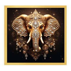 Majestic Golden ganesh ji Canvas wall painting Opulent Wall Art