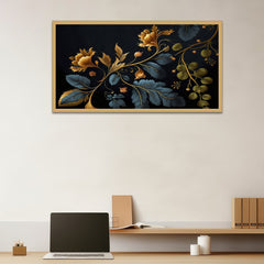 Seamless Pattern With Golden Floral Design Canvas Wall Painting