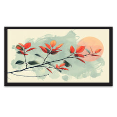 Autumn Breeze Minimalist Botanical Art With Warm Sunset Painting