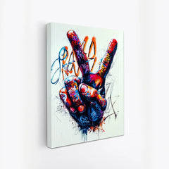 Victory Singh Canvas Cainting Urban Vibes Peace Colourful Victory Hand Graffiti Street Art Canvas Painting for Wall Decoration Elegant Beautifull Victory Art Stretched Wall Paintings