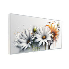 legant White and Orange Daisy Canvas Art for Modern Décor