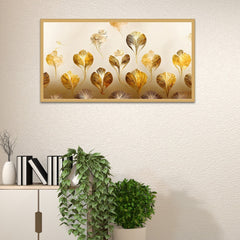 Golden Beautiful Leaves Modern art elegant Wall Painting