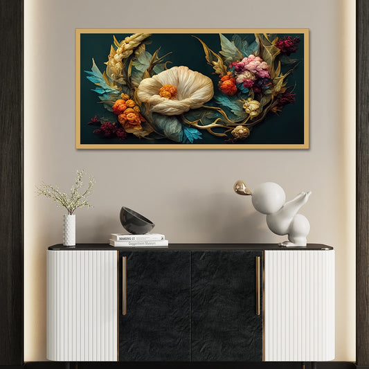 DEKORSTATION-Premium-Abstract-Floral-Canvas-Wall-Painting-|-Elegant-Vintage-Multicolor-Flower-Wall-Art-Decor-for-Living-Room,-Bedroom-&-Luxury-Home-Interior