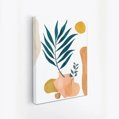 Dekorstaion Leaf & Vase Boho Canvas Painting Botanical Abstract Minimalist Wall Art for Wall Decoration Elegant Modern Art Stretched Wall Paintings