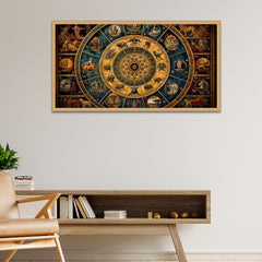 Astrology Astronomical Clock Closeup Zodiac Signs Canvas Wall Painting