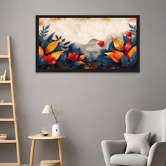 Colorful Leaves and Mountain Canvas Wall Painting