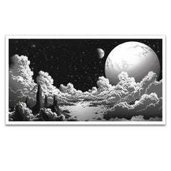 Galactic Dreamscape Cosmos Canvas painting Vintage Halftone Manga Space Fantasy canvas painting