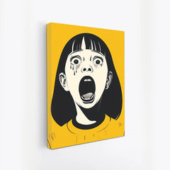 shouting girl bold pop art portrait with emotional impact canvas painting yellow Theme for Wall Decoration Elegant Little Girl Moder Art Stretched Wall Paintings