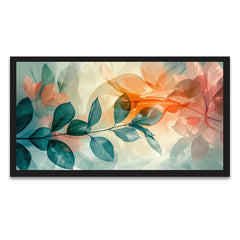 Beautiful Abstract Green Orange Multi Color Leaf nature Canvas Painting  Paintings