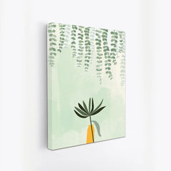 Minimalist Botanical Wall Art Green Leaf Plant in Vase Canvas Print for Modern Home & Office Décor for Wall Decoration Elegant Modern Art Stretched Wall Paintings