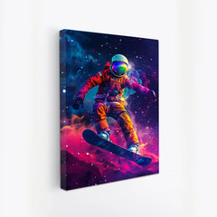 Canvas painting Spaceboarder Astronaut Snowboarding Through the Cosmos Vibrant Galaxy Canvas Art for Wall Decoration