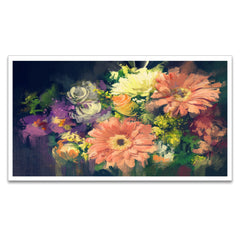 Decor Beautiful Flowers Bouquet Floating Frame Canvas Wall Painting