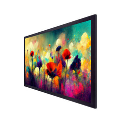 Colorful Illustration of Abstract Flowers Floating Frame Canvas Wall Painting