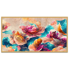 Elegant Bright Flowers Floating Framed Canvas Wall Painting