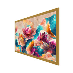 Elegant Bright Flowers Floating Framed Canvas Wall Painting