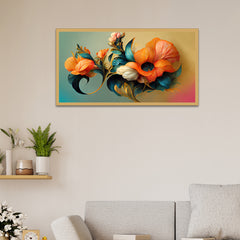 Beautiful Flower Art Design Canvas Floating Frame Floral Painting for Wall Decoration