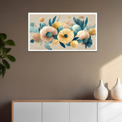 Elegant Golden Flowers Branches Floating Frame Canvas Wall Painting