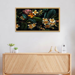 Tropical Floral Floating Framed Canvas Wall Painting