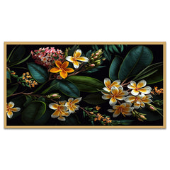 Tropical Floral Floating Framed Canvas Wall Painting