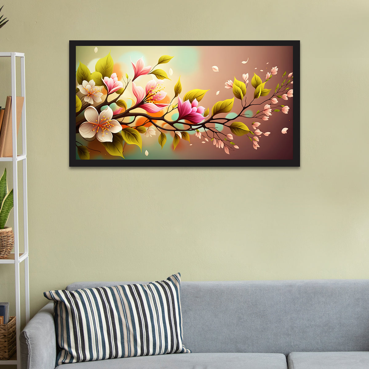 Colorful Realistic 3d Floral Spring Background Floating Frame Canvas Wall Painting