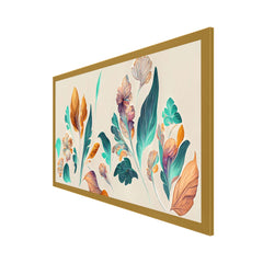 3D Art Illustration of Leave Petal and Flowers Canvas Framed Wall Painting