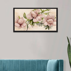 Pink 3d Floral Floating Frame Canvas Wall Painting