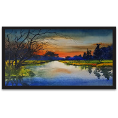 Beautiful Abstract Modern Art River Forests Nature Art Floating Frame Canvas Wall Painting