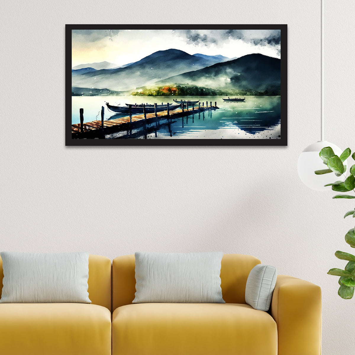 Cloudy Mountain Nature Scenery Floating Framed Canvas Wall Painting