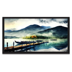 Cloudy Mountain Nature Scenery Floating Framed Canvas Wall Painting